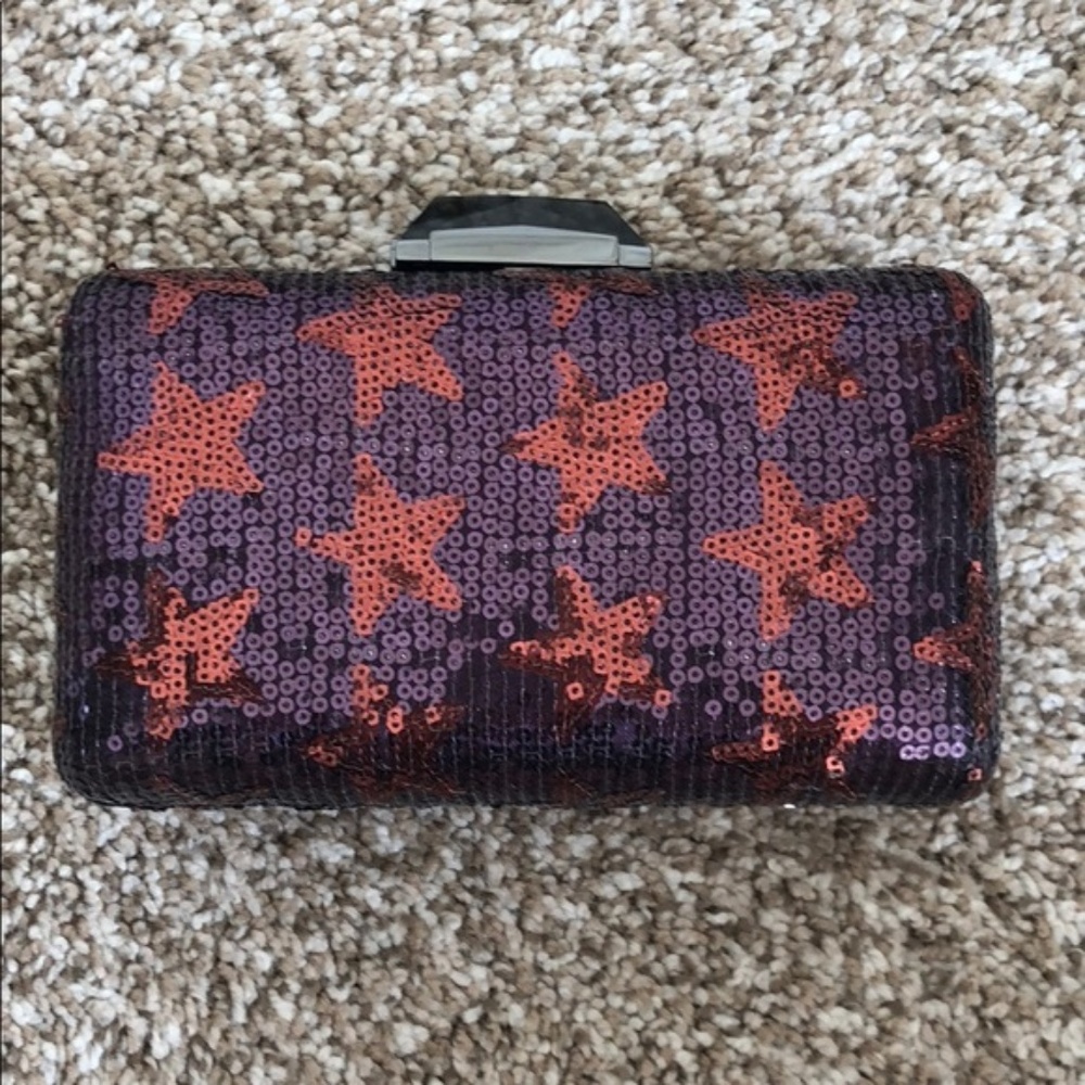 Kotur sequin Star box clutch purple red